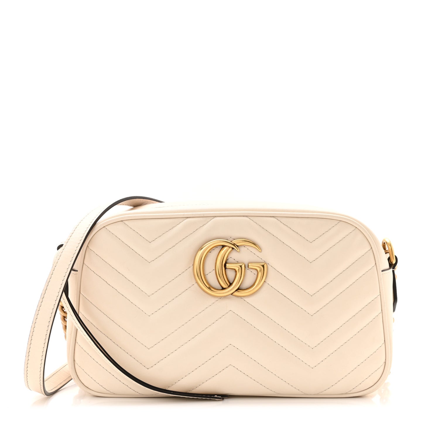Calfskin Matelasse Small GG Marmont Chain Shoulder Bag White