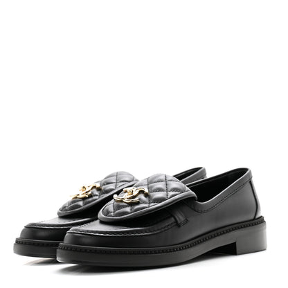 Chanel Lambskin Quilted CC Turnlock Loafers 36 Black 3 of 9