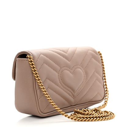 Gucci Calfskin Matelasse Super Mini GG Marmont Shoulder Bag Porcelain Rose 3 of 10