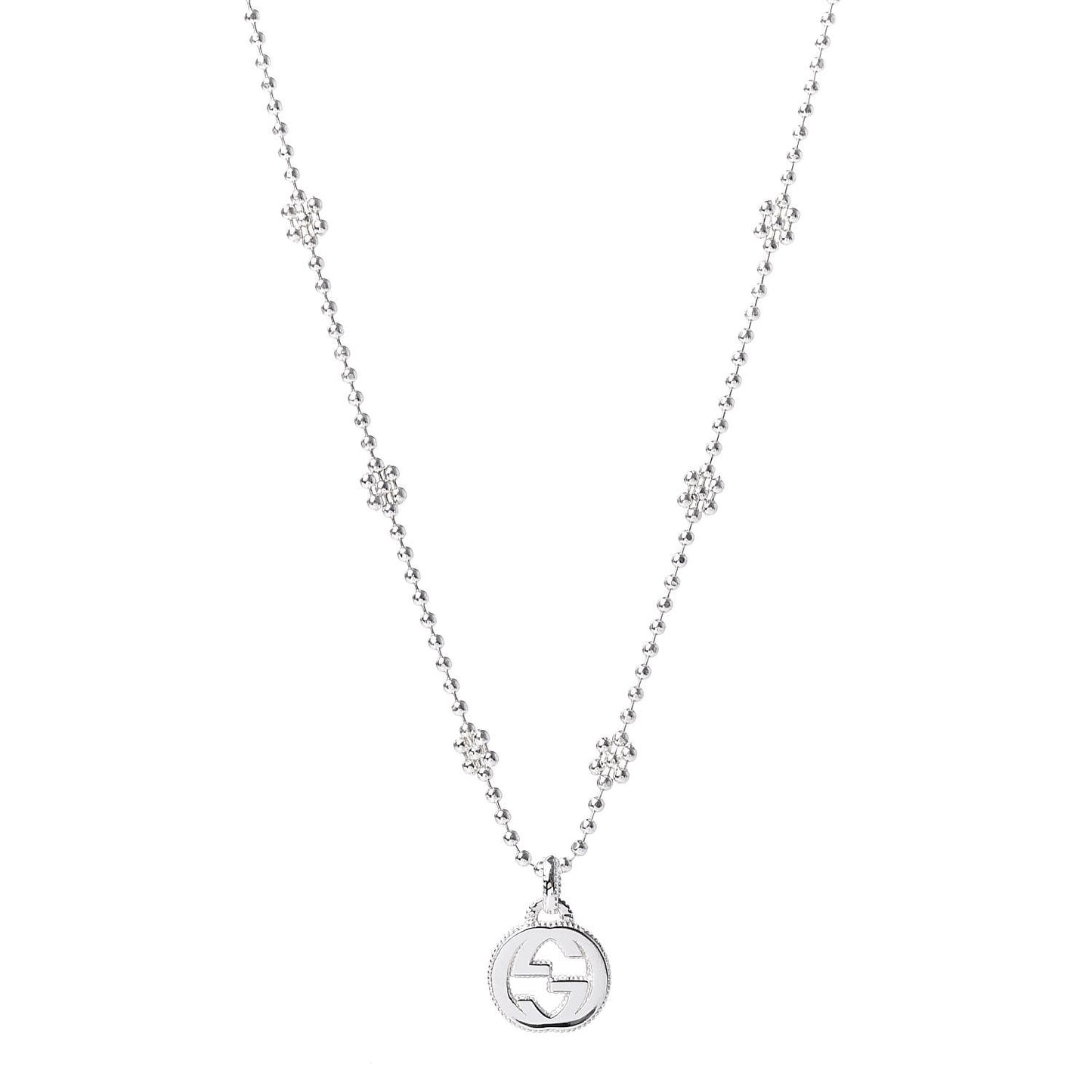 Sterling Silver Interlocking G Beaded Cluster Pendant Necklace