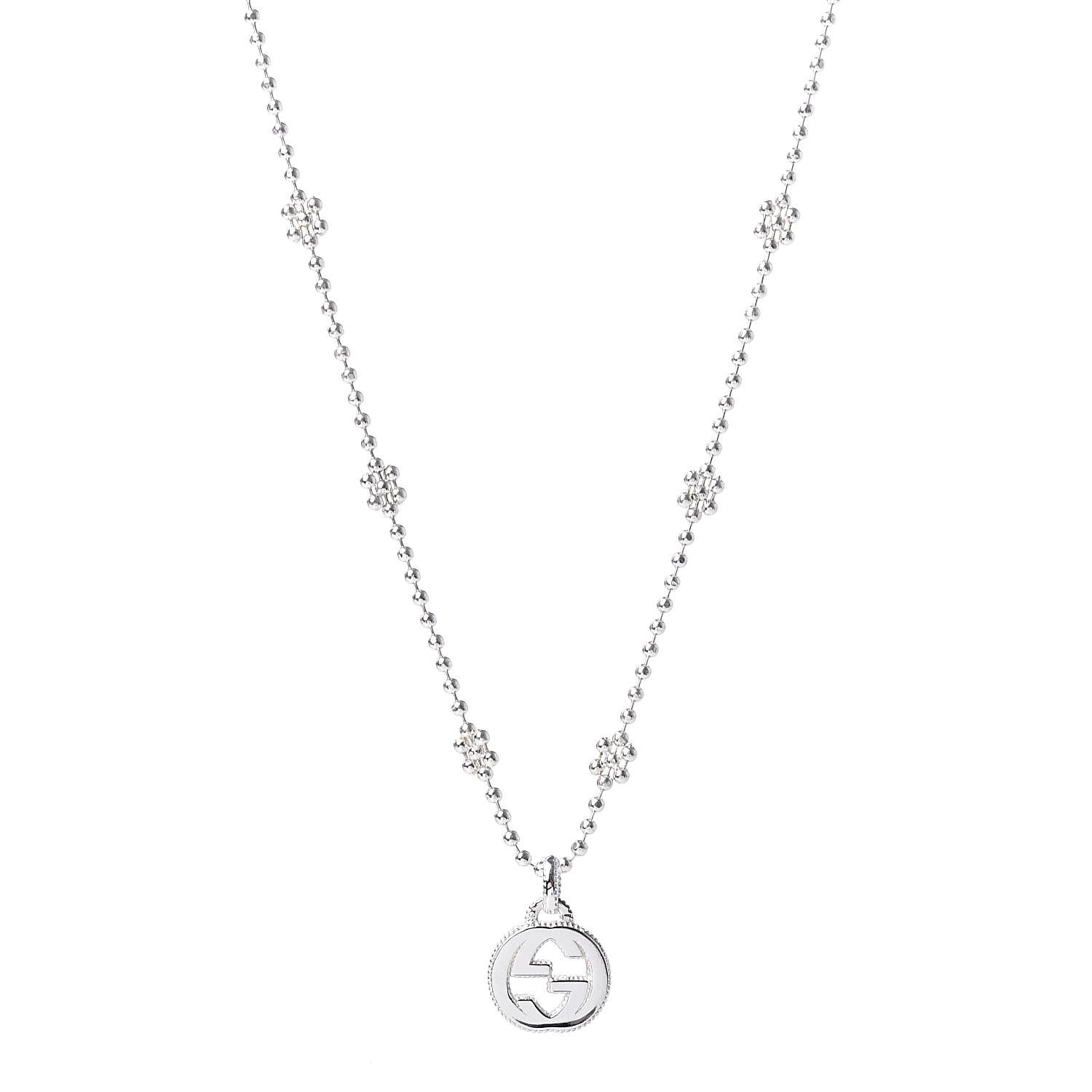 Gucci Sterling Silver Interlocking G Beaded Cluster Pendant Necklace 1 of 6