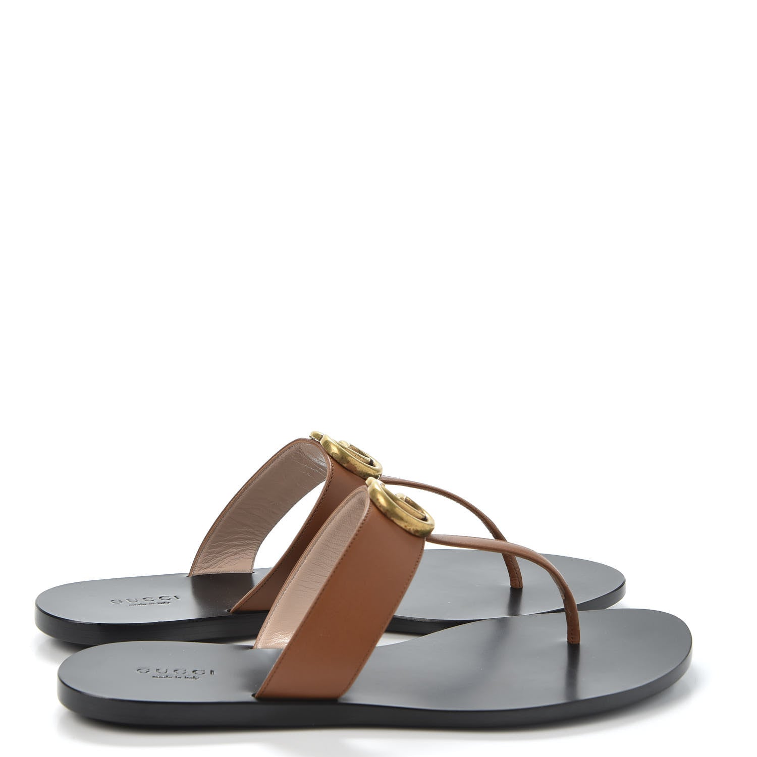 Gucci Calfskin GG Marmont Thong Sandals 39 Cognac 4 of 9