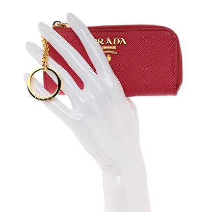 Prada Saffiano Metal Zip Around Key Holder Peonia 2 of 10