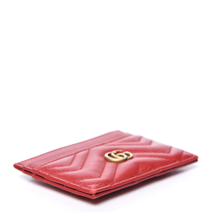 Gucci Calfskin Matelasse GG Marmont Card Holder Hibiscus Red 3 of 8