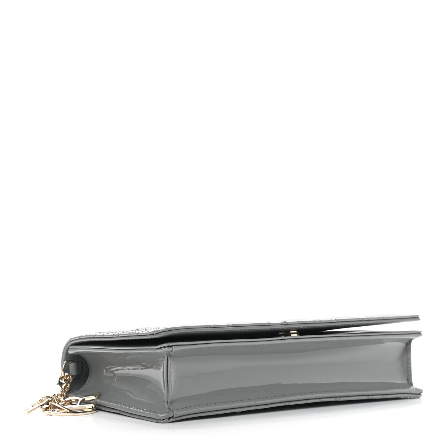 Patent Cannage Lady Dior Convertible Clutch Grey
