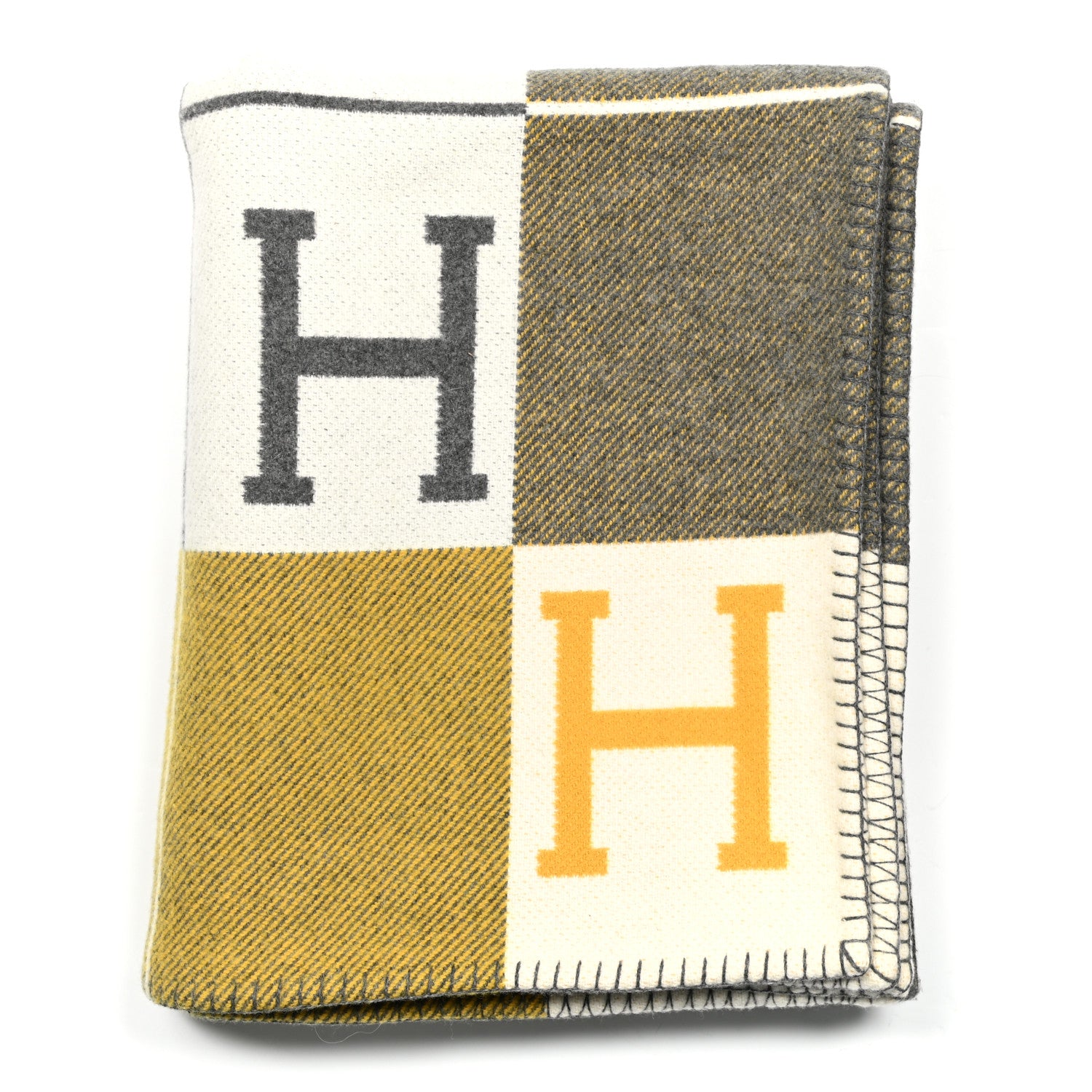 Hermes Wool Cashmere Avalon III Blanket Gris Soleil 1 of 3