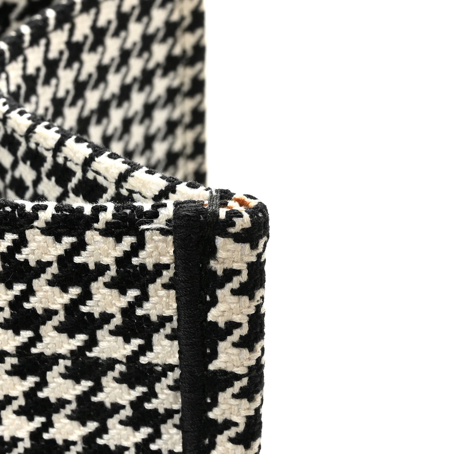 Christian Dior Canvas Houndstooth Embroidered Medium Book Tote Black White 12 of 14