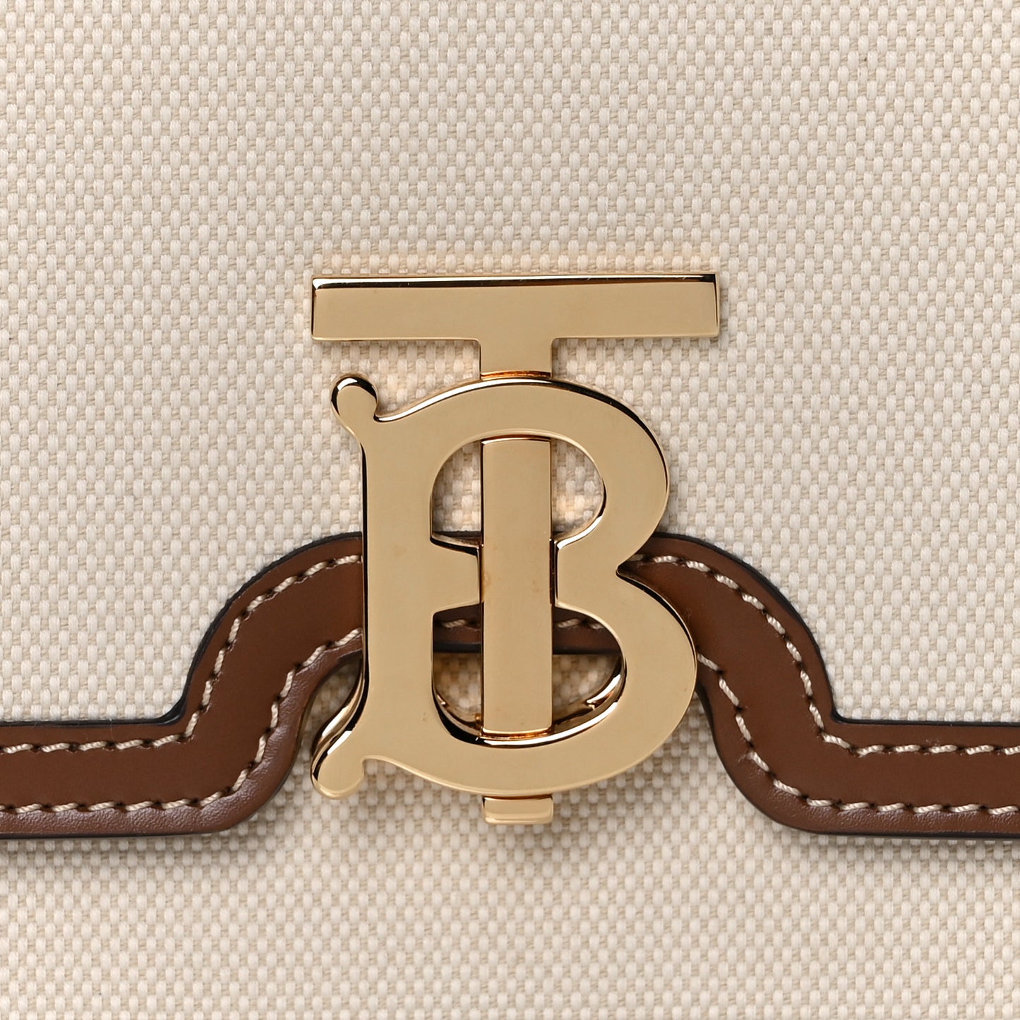 Canvas Calfskin Small TB Bag Natural