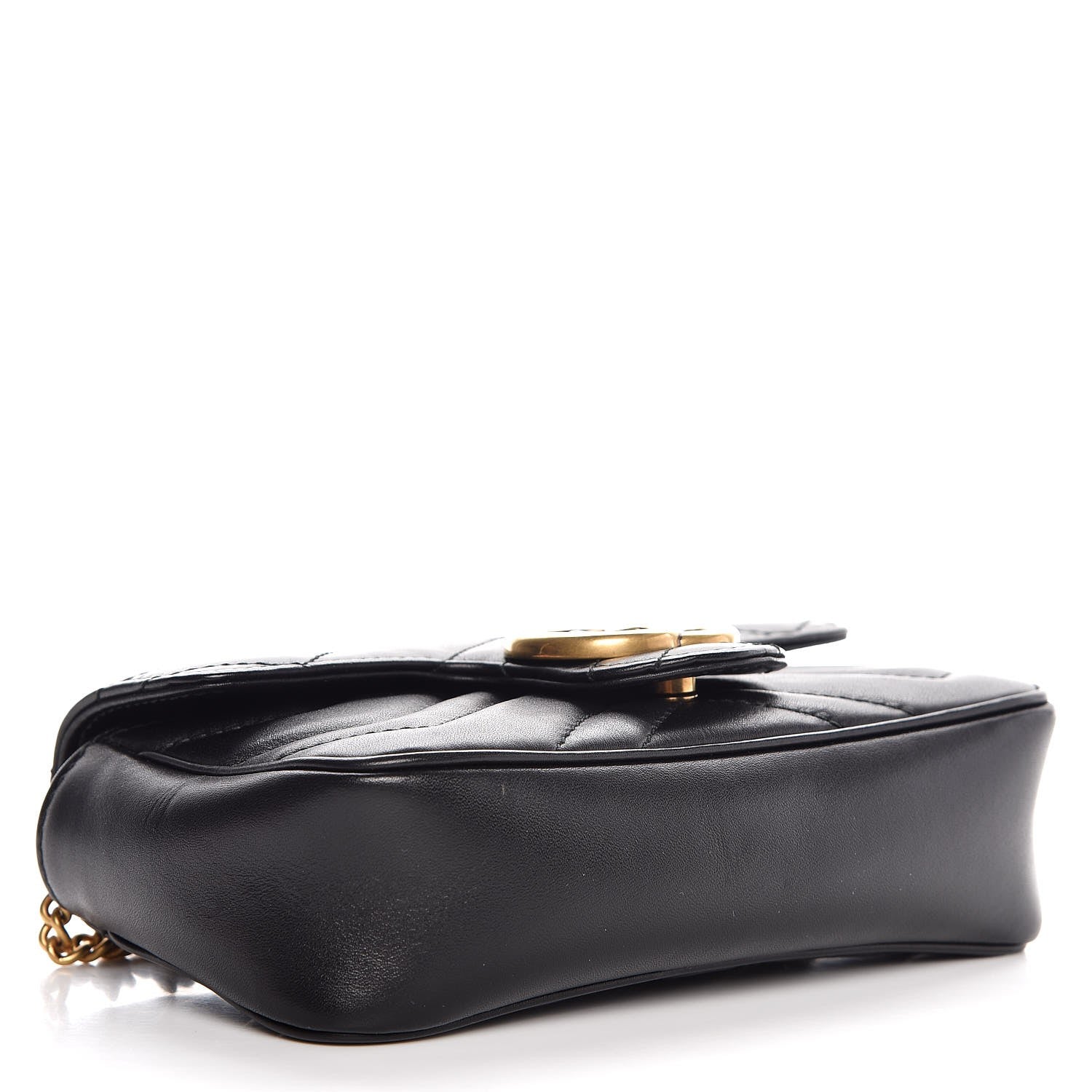 Gucci Calfskin Matelasse Super Mini GG Marmont Shoulder Bag Black 4 of 9