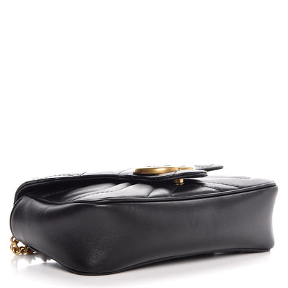 Gucci Calfskin Matelasse Super Mini GG Marmont Shoulder Bag Black 4 of 9