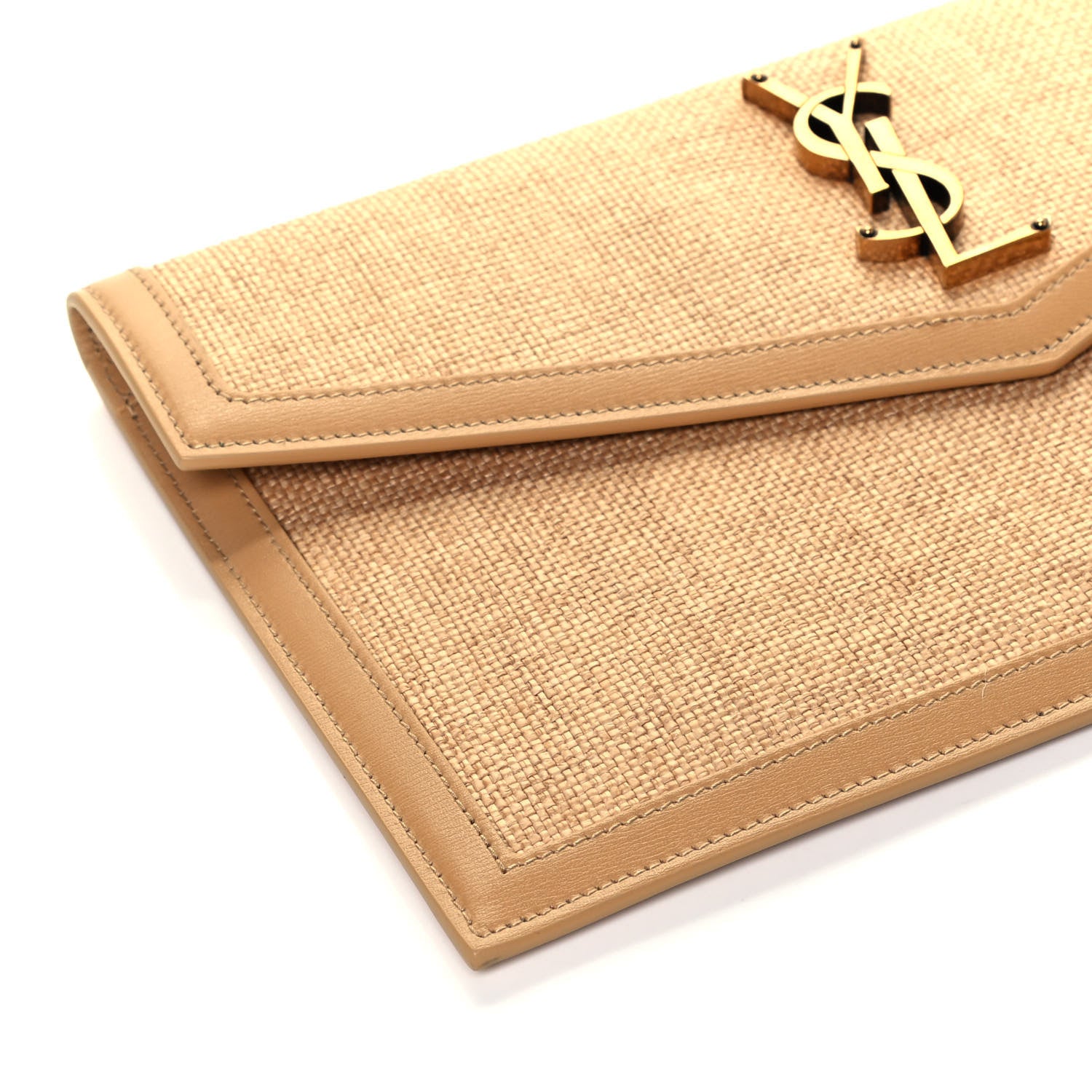 Saint Laurent Micro Raffia Uptown Pouch Natural Hay Blush 8 of 9