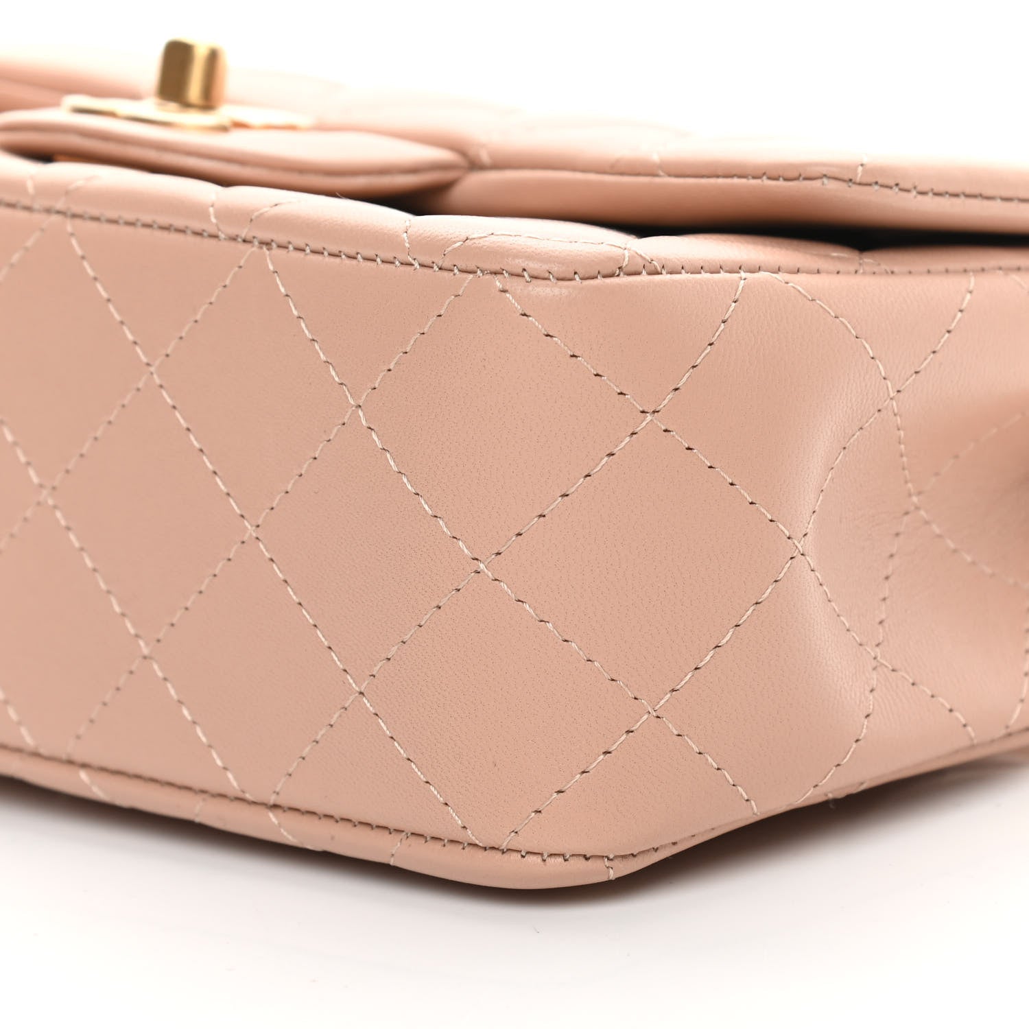 Chanel Lambskin Quilted Mini Top Handle Rectangular Flap Beige 10 of 12