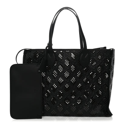 Gucci Calfskin GG Monogram Diamond Cut Medium Ophidia Tote Bag Black 3 of 10