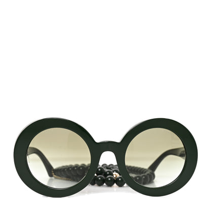 Chanel Acetate Round Chain Sunglasses 5489 Green 2 of 7
