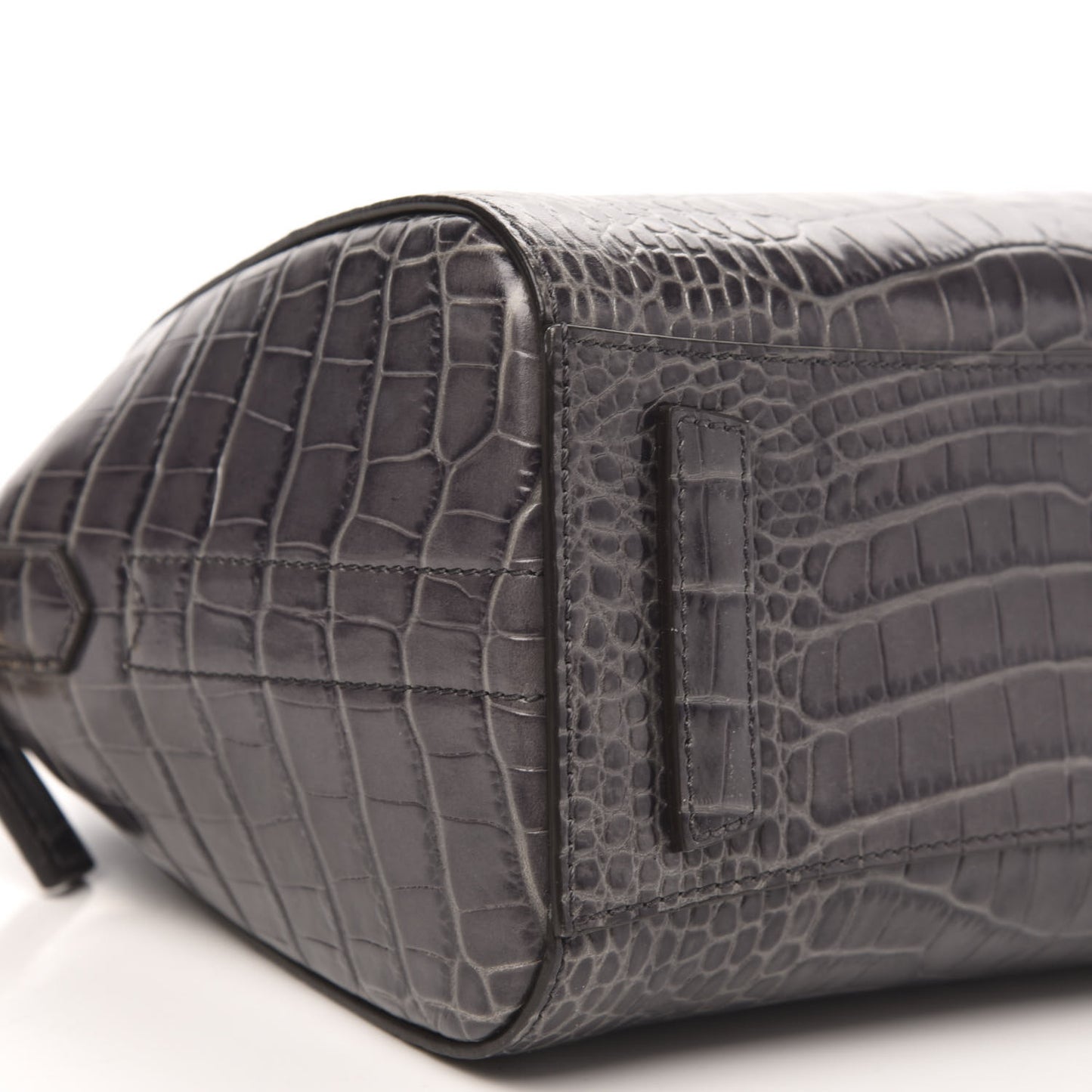 Calfskin Crocodile Embossed Mini Antigona Storm Grey