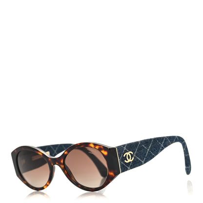 Chanel Acetate Denim Oval Sunglasses 5405 Tortoise Dark Blue 1 of 7