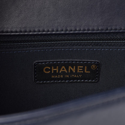 Chanel Lambskin Quilted Large Boy Flap Dark Navy 6 of 8