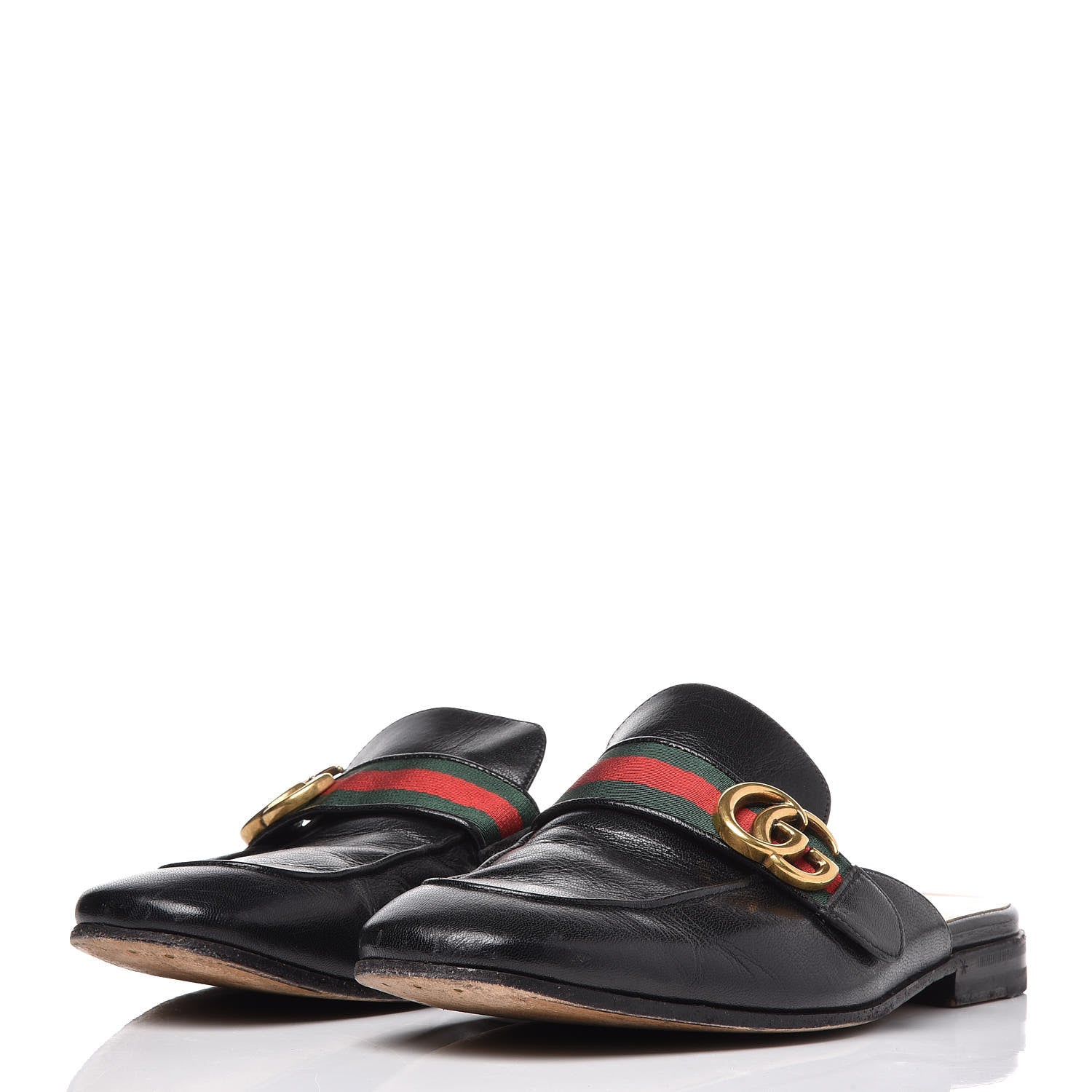 Gucci Goatskin Web GG Mens Princetown Slippers 7 Black 2 of 13