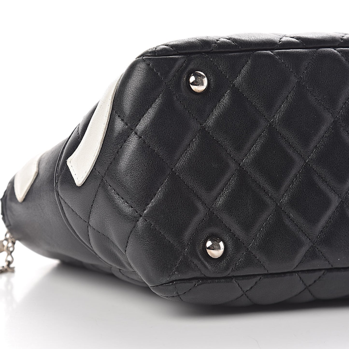 Calfskin Quilted Large Cambon Bowler Black White