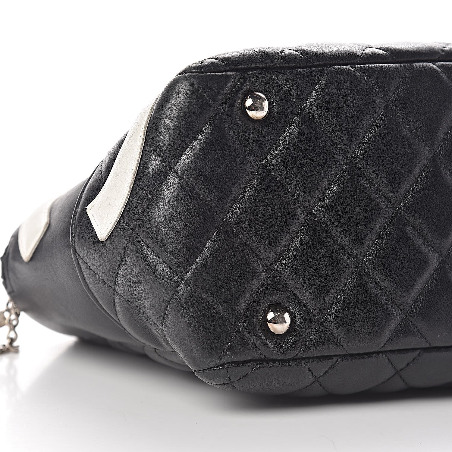 Chanel Calfskin Quilted Large Cambon Bowler Black White 9 of 11