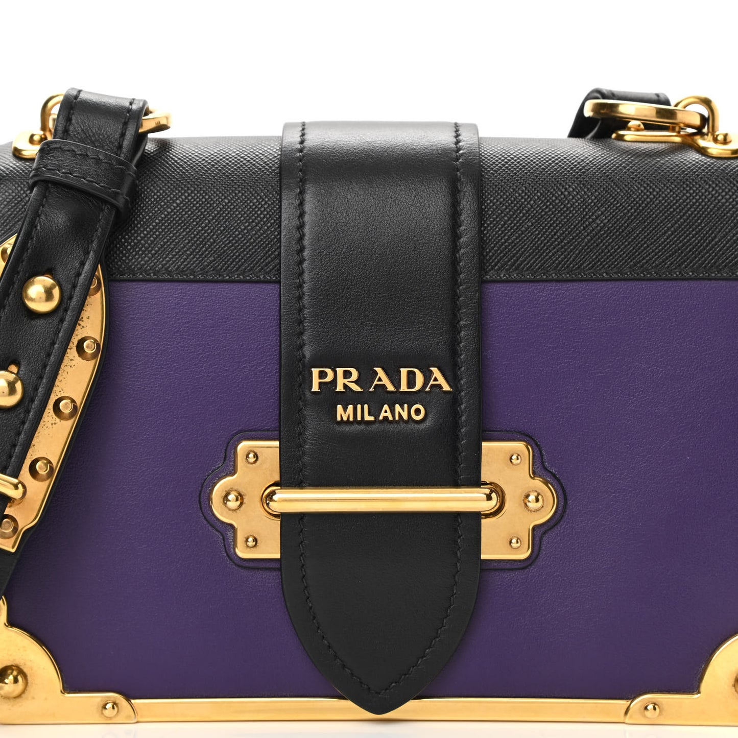 City Calfskin Saffiano Cahier Bag Purple Black