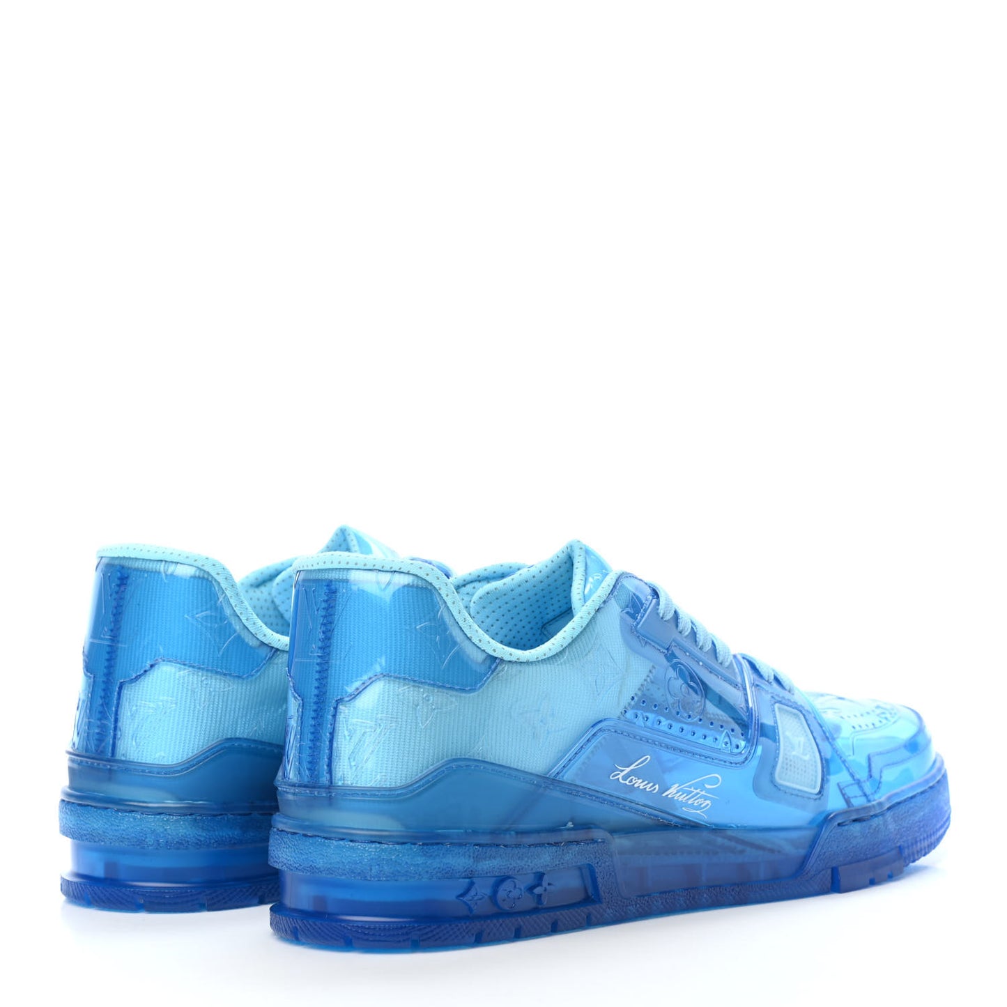 Mix Materials Transparent Monogram Mens LV Trainer Sneakers 8.5 Blue