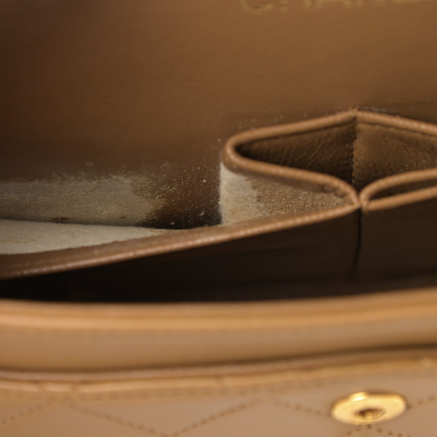 Lambskin Quilted Small Double Flap Beige