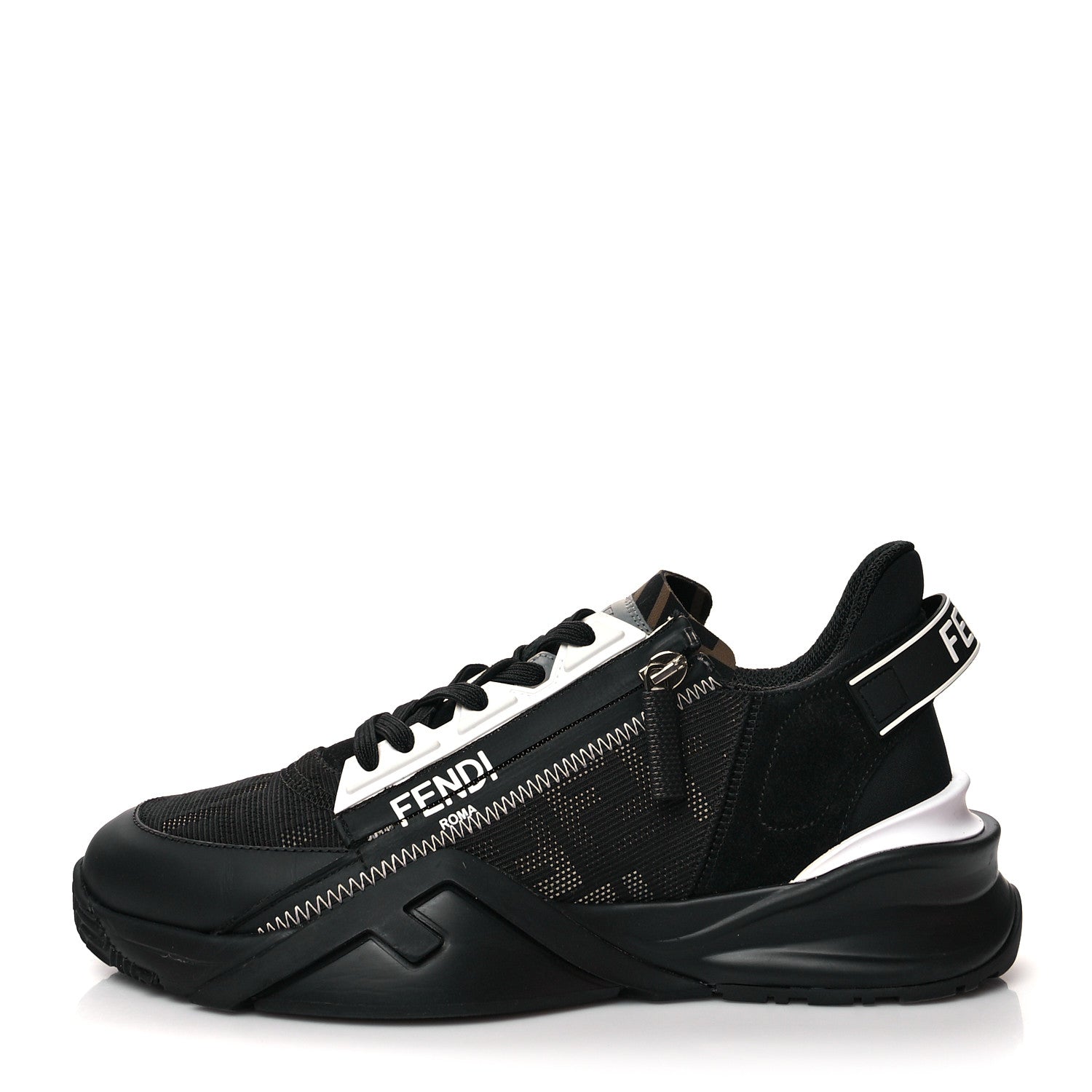 Fendi Nylon Lycra FF Womens Fendi Flow Low Top Sneakers 39 Black Silver Anthracite 1 of 8