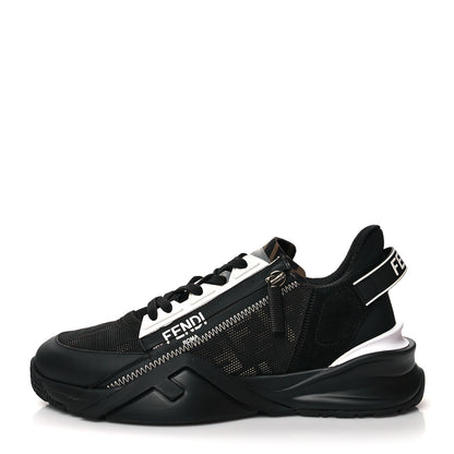 Fendi Nylon Lycra FF Womens Fendi Flow Low Top Sneakers 39 Black Silver Anthracite 1 of 8