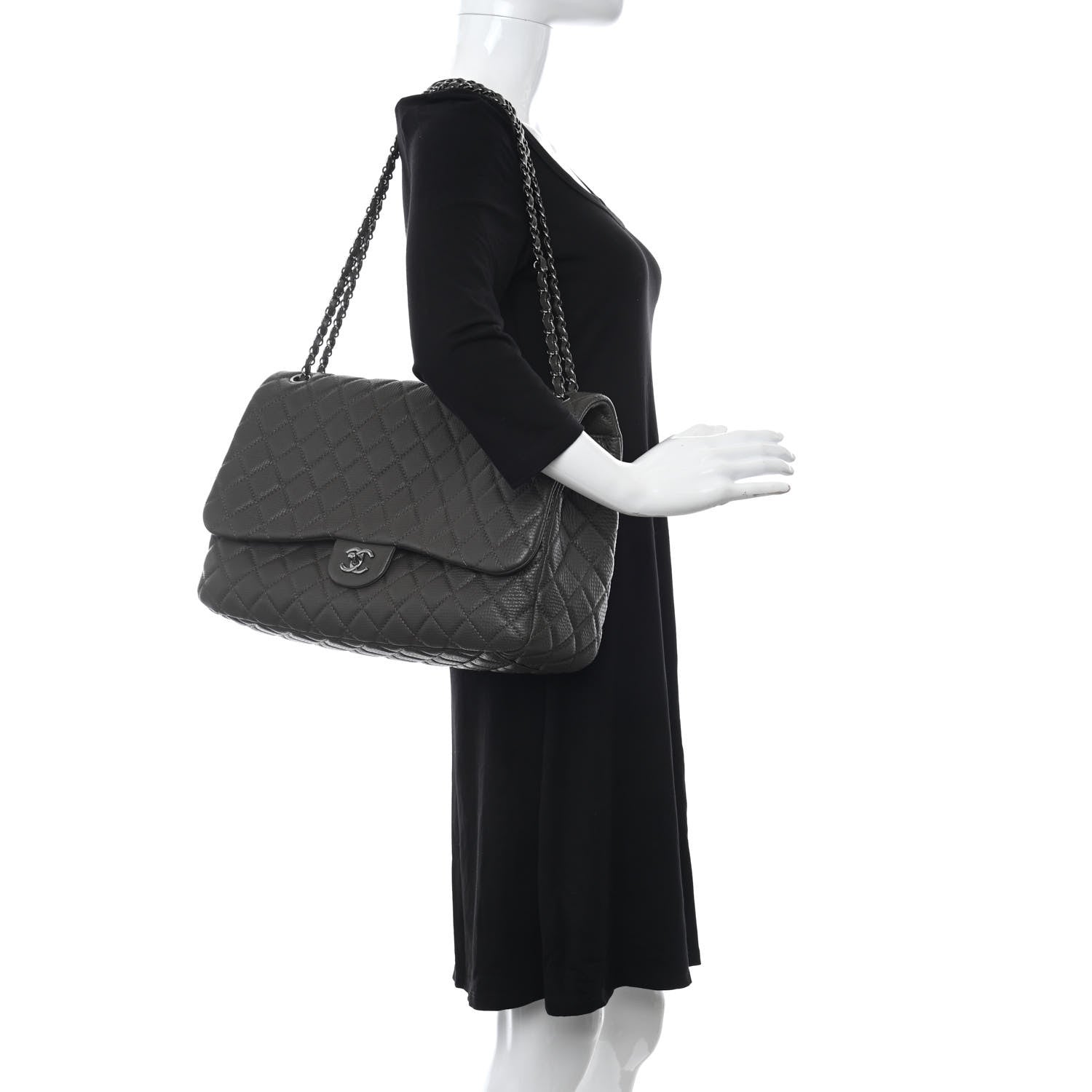 Chanel Calfskin Quilted Small XXL Travel Flap Bag Grey 2 of 8