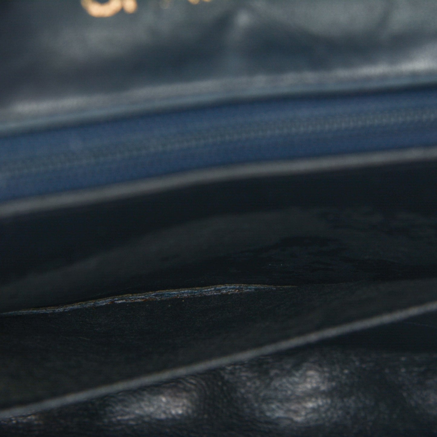 Lambskin Quilted Small Single Flap Navy