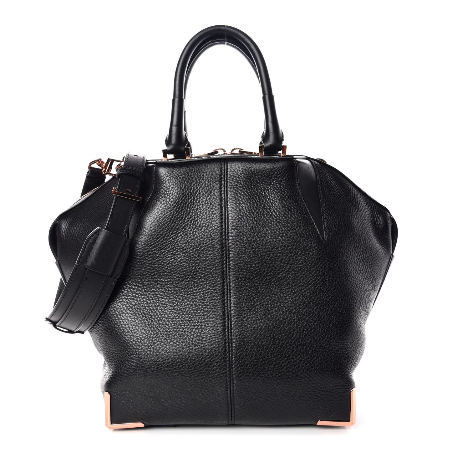 Pebbled Calfskin Small Emile Soft Black Rose Gold Hardware
