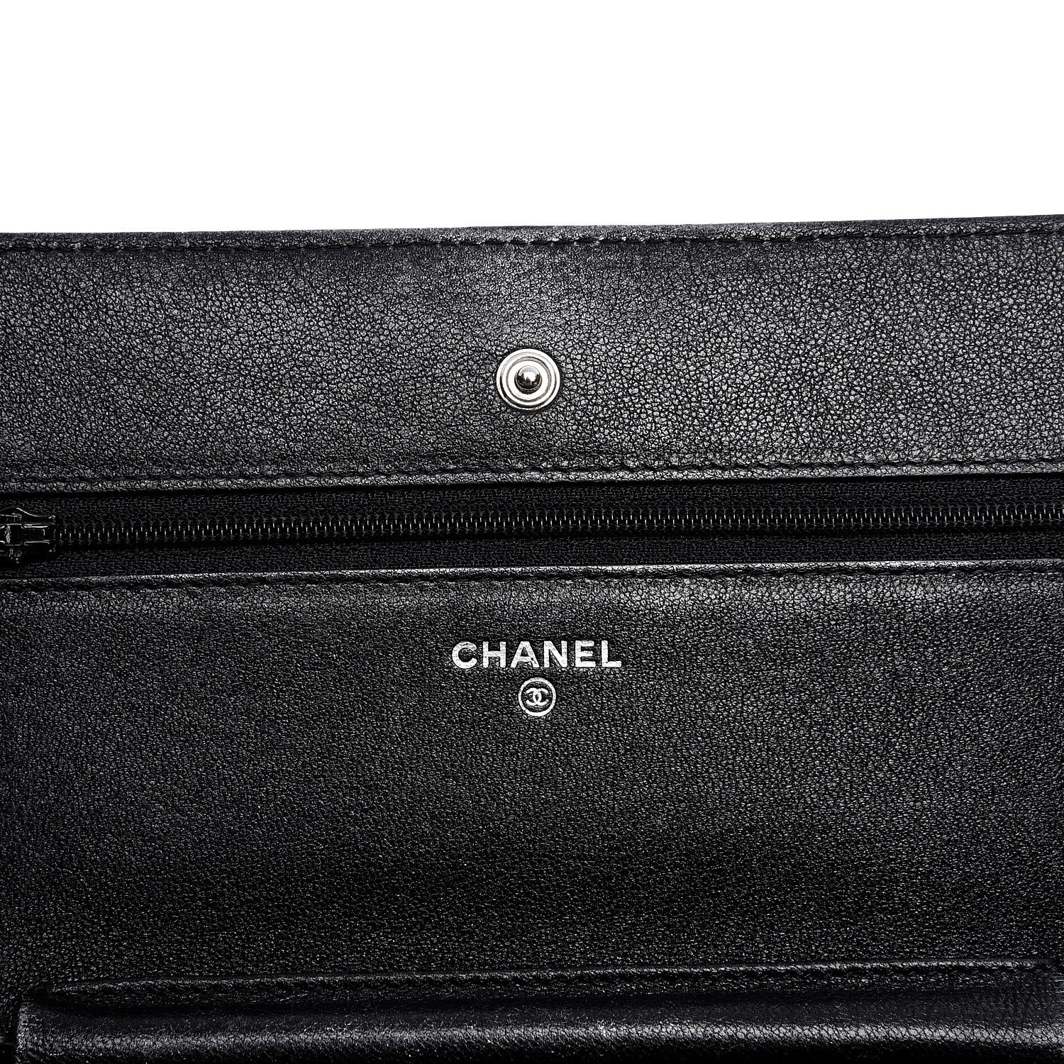 Chanel Metallic Perforated Lambskin Quilted Wallet On Chain WOC Black 6 of 10