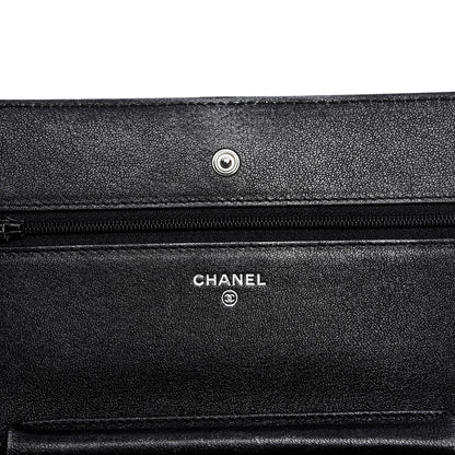 Chanel Metallic Perforated Lambskin Quilted Wallet On Chain WOC Black 6 of 10