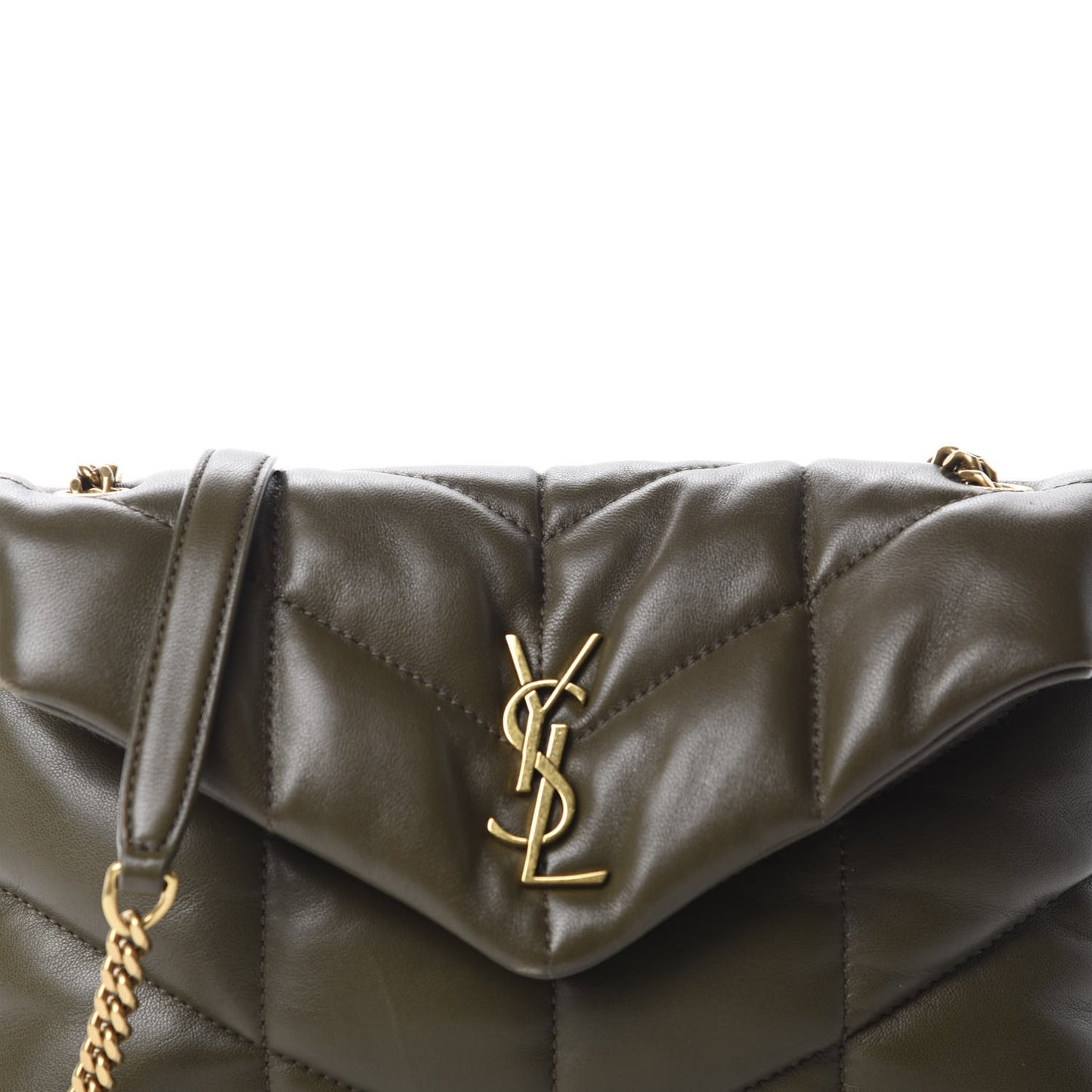 Lambskin Quilted Toy Loulou Puffer Monogram Chain Satchel Seaweed