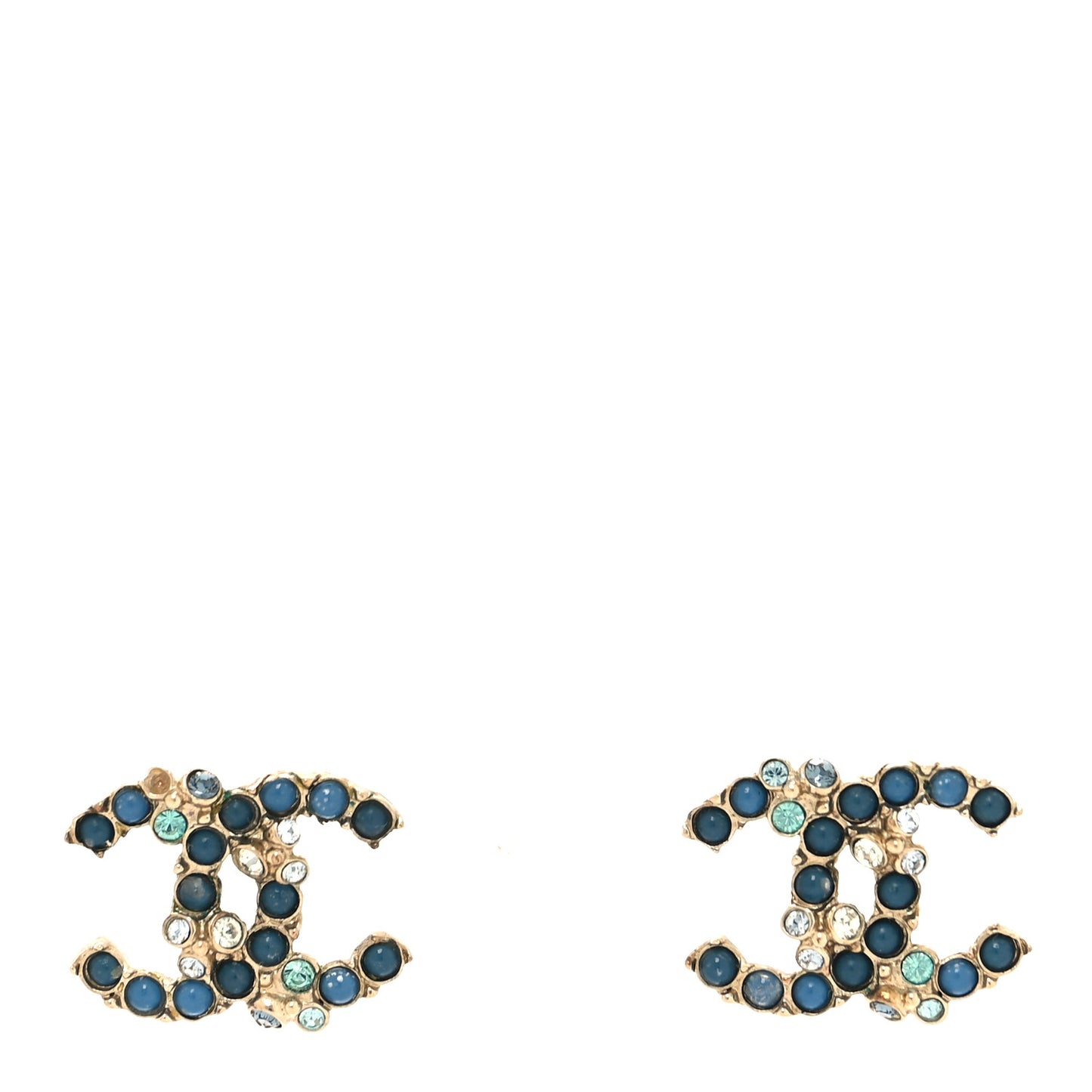 Crystal CC Earrings Gold Blue