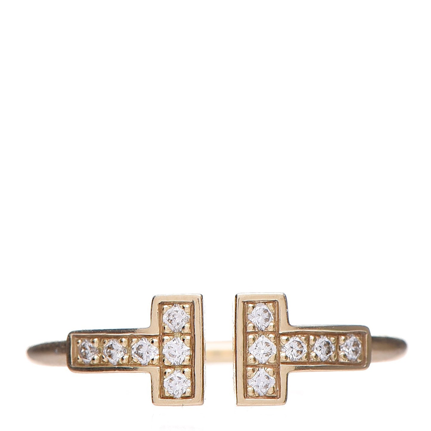 18K Yellow Gold Diamond T Wire Ring 52 6