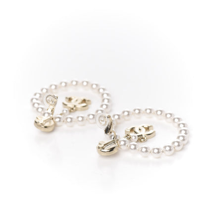 Chanel Crystal Pearl Signature Earrings Gold 3 of 5