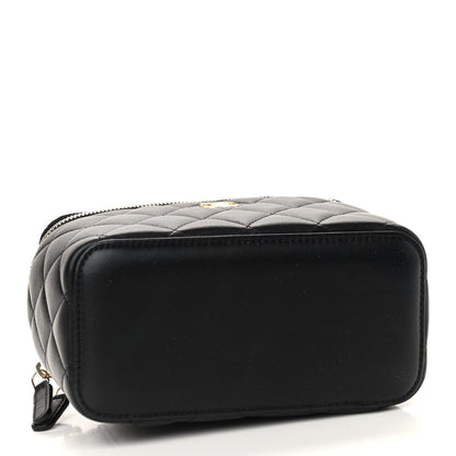 Chanel Lambskin Quilted Pearl Crush Small Vanity Case With Chain Black 4 of 9