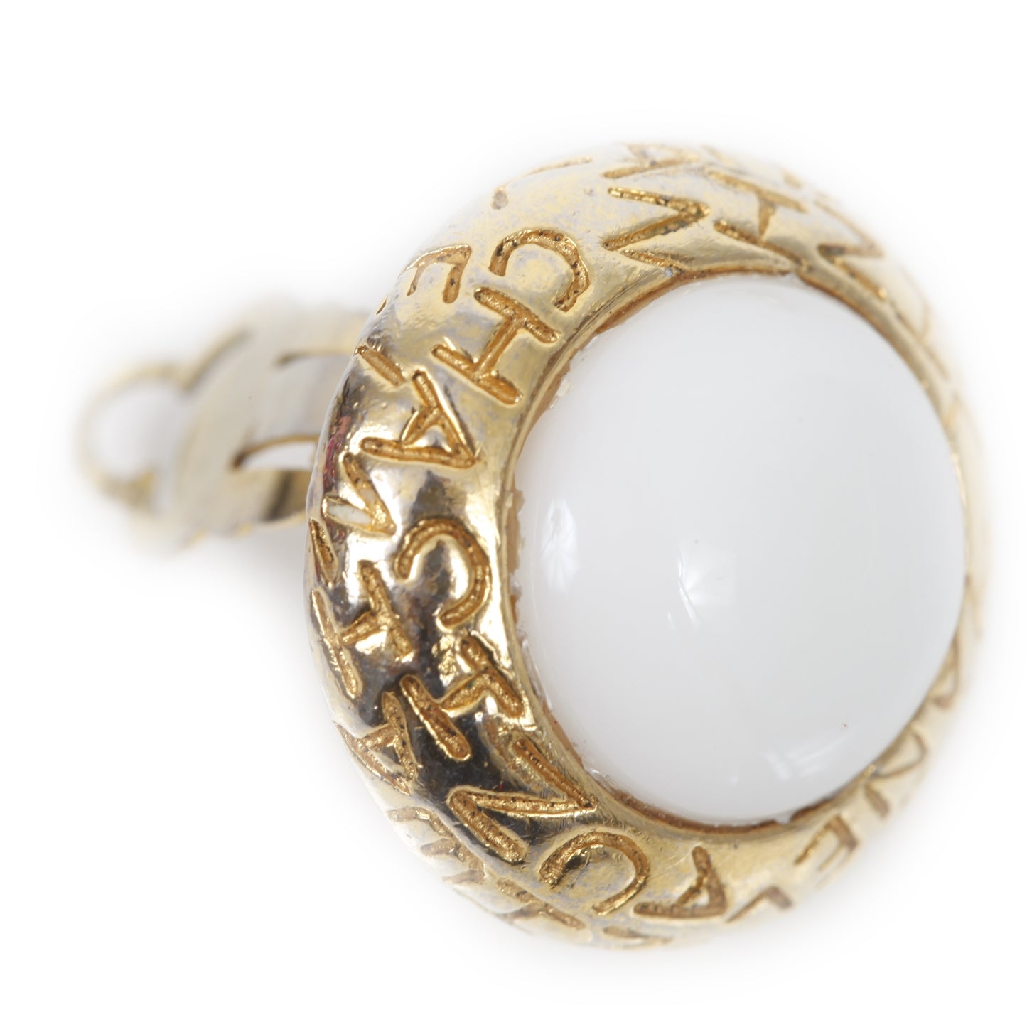 Metal CC Clip On Earrings White and Gold