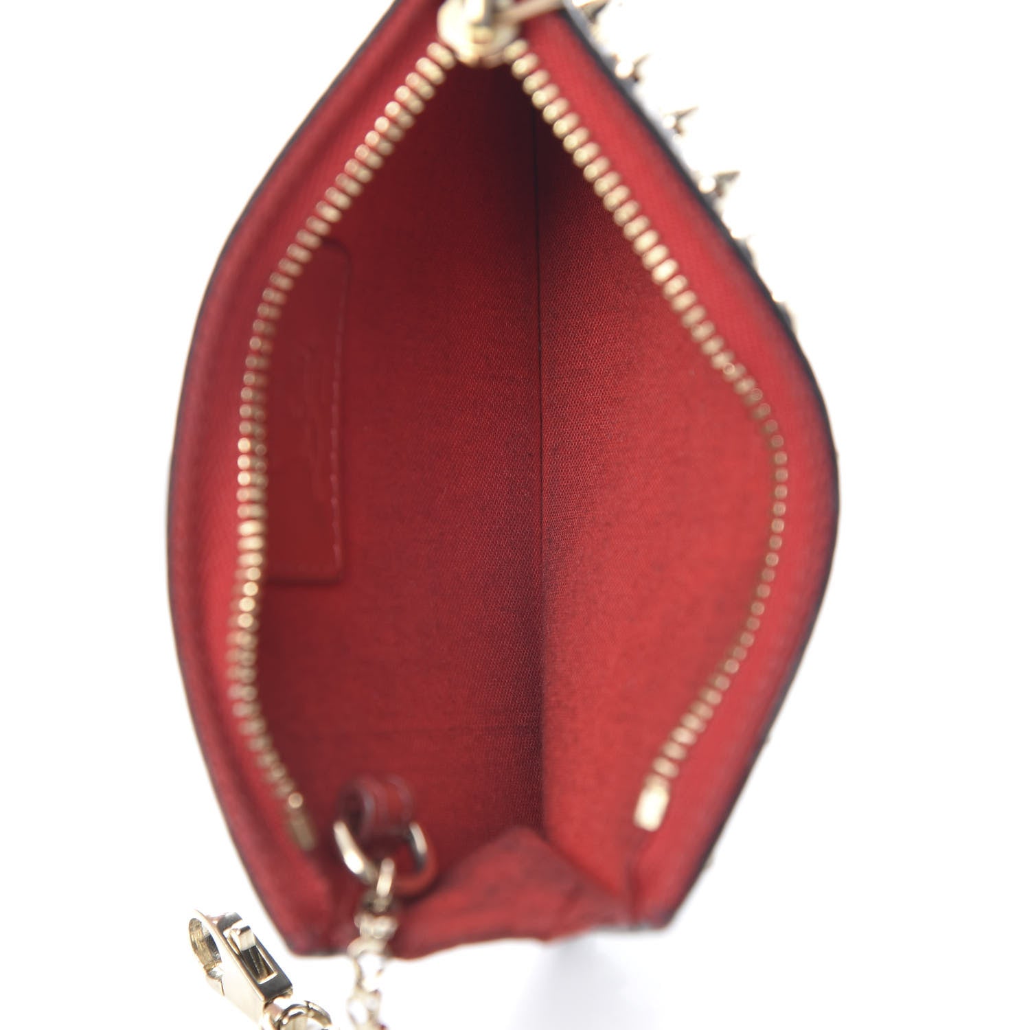 Christian Louboutin Calfskin Empire Panettone Spikes Key Ring Pouch Black 5 of 13