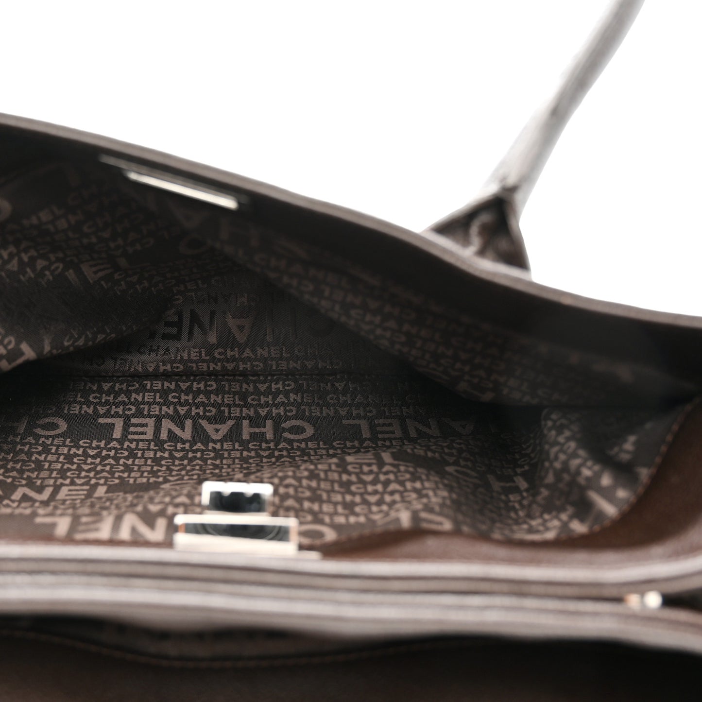 Calfskin Mademoiselle Lock Cerf Shopper Tote Brown