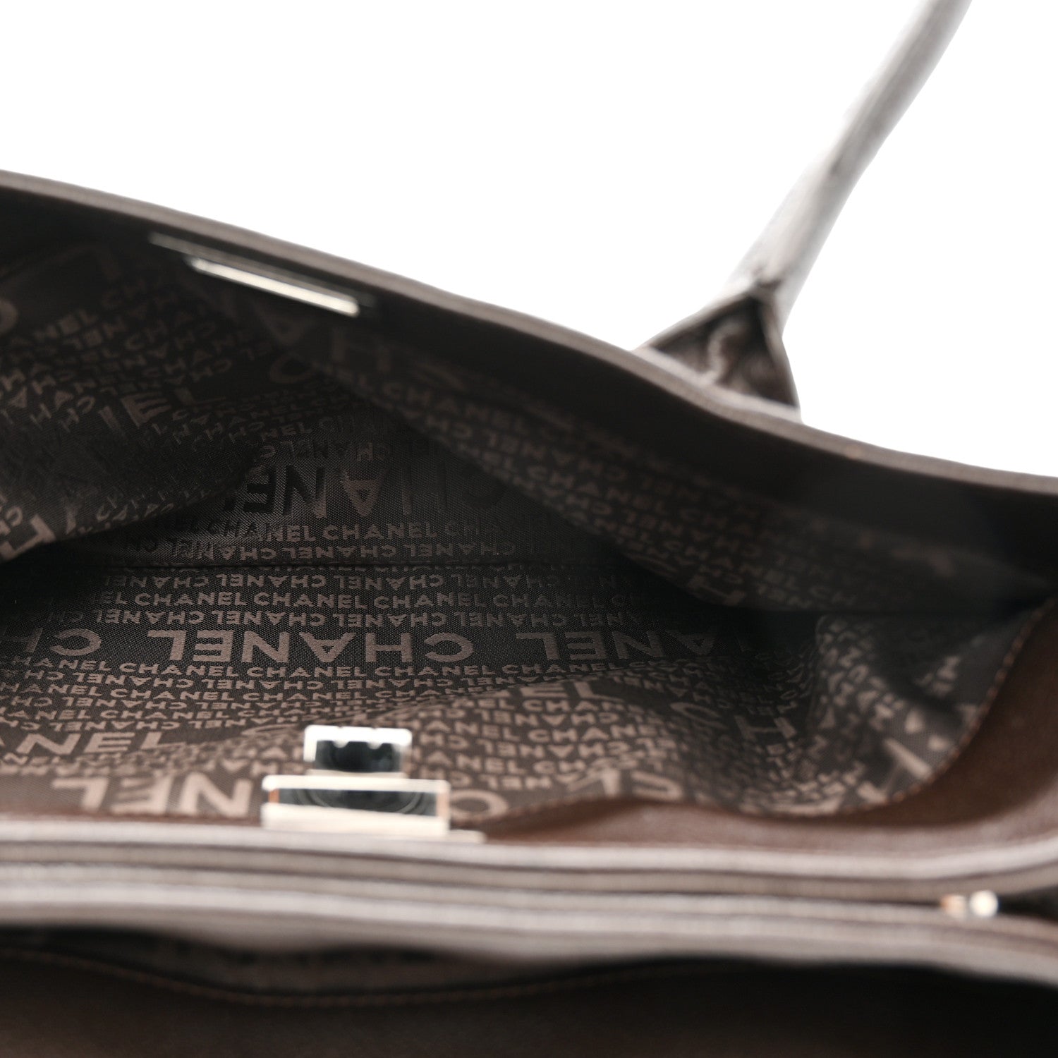 Chanel Calfskin Mademoiselle Lock Cerf Shopper Tote Brown 8 of 31