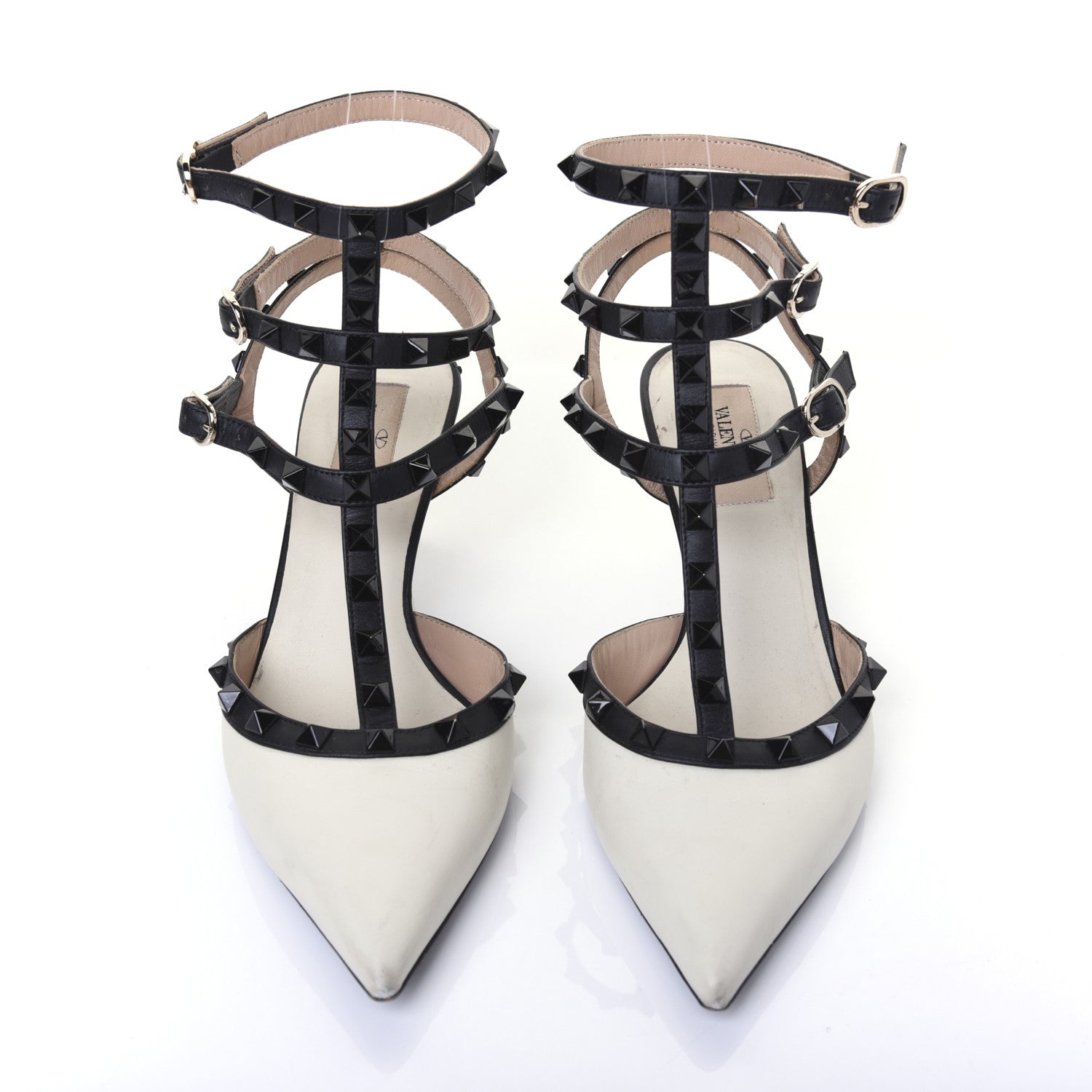 Valentino Garavani Nappa Rockstud Ankle Strap 65mm Pumps 38 Light Ivory Black 5 of 12