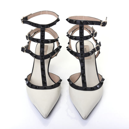 Valentino Garavani Nappa Rockstud Ankle Strap 65mm Pumps 38 Light Ivory Black 5 of 12