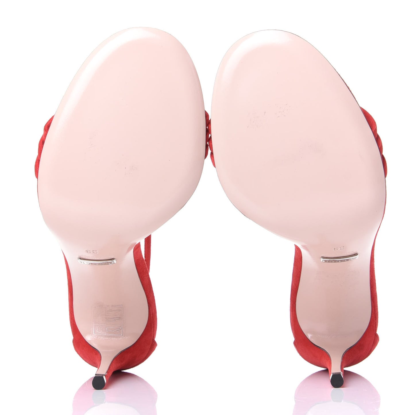 Kid Scamosciato GG Ankle Strap High Heel Sandals 39 Hibiscus Red