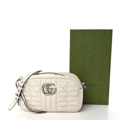 Gucci Calfskin Matelasse Aria Small GG Marmont Chain Shoulder Bag Mystic White 10 of 10