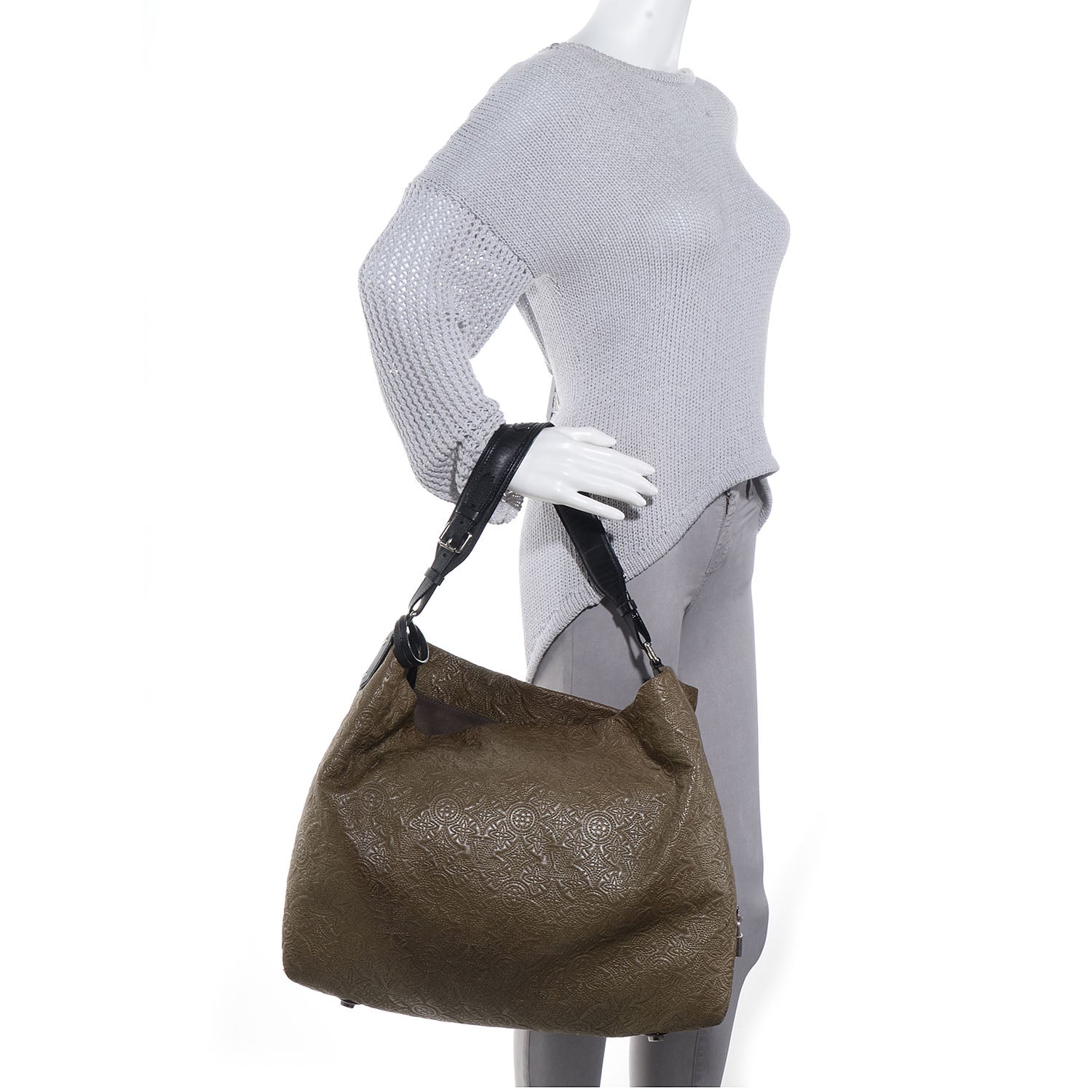 Louis Vuitton Monogram Lambskin Antheia Hobo GM Olive 2 of 7
