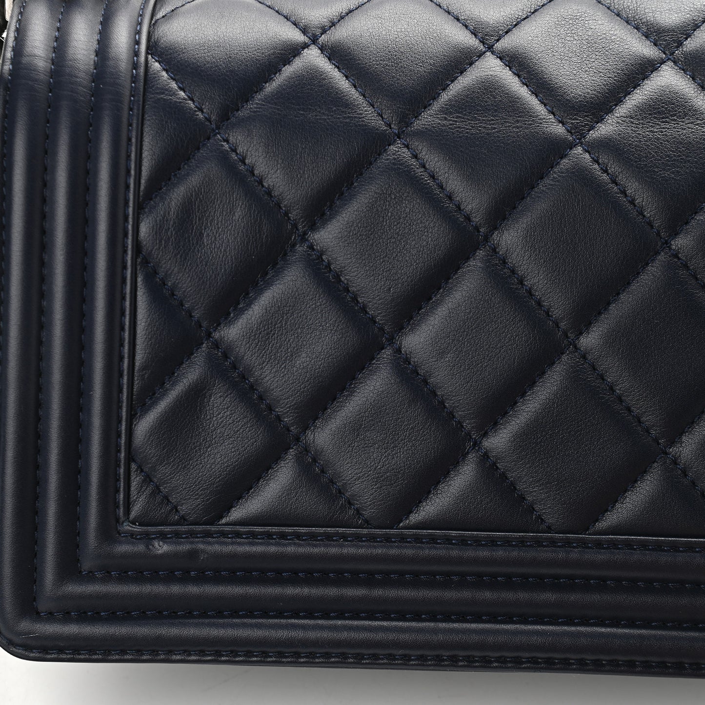 Lambskin Quilted Small Boy Flap Navy