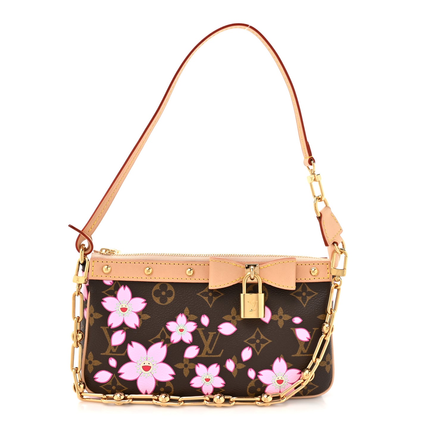 LV X TM Monogram Cherry Blossom Pochette Accessories Sakura Brown